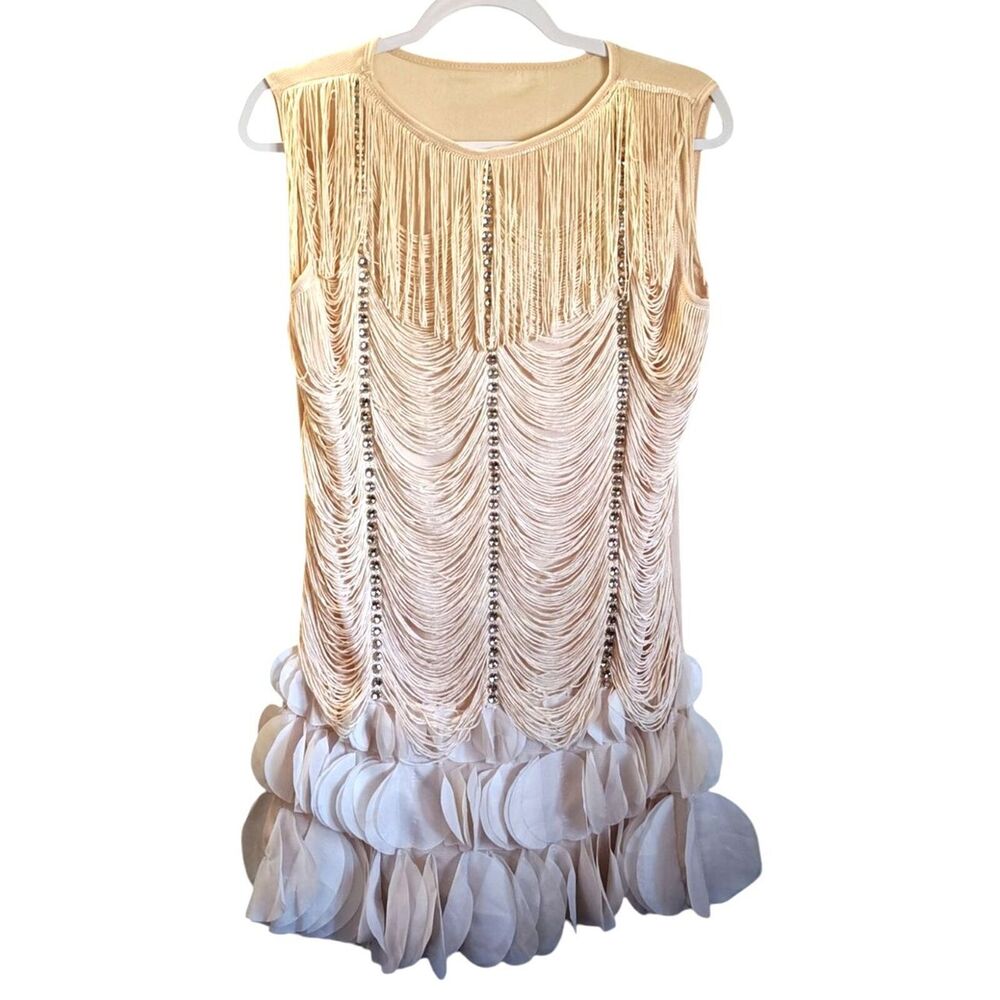 Champagne Color Flapper Dress size Large  Cosplay Party Costume NYE Las Vegas